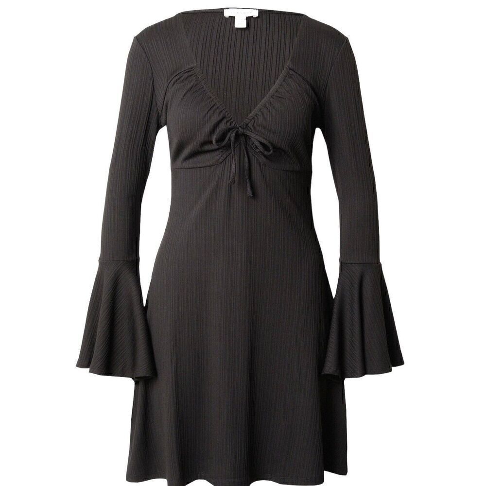 Topshop Dress 'TEA' in Black Cloak Long Sleeve Dress Size 12 - Picture 2 of 7